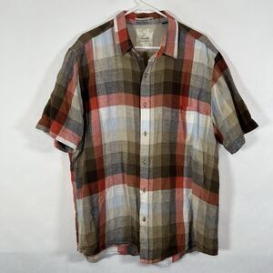 Tasso Elba Island Short Sleeve Button Up Linen Blend Shirt Mens Size XXL 2XL